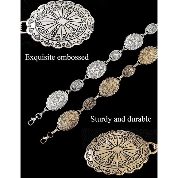 Western Metal Concho Belt for Women Cowgirl Chain Belt for Dresses Jeans main image 6